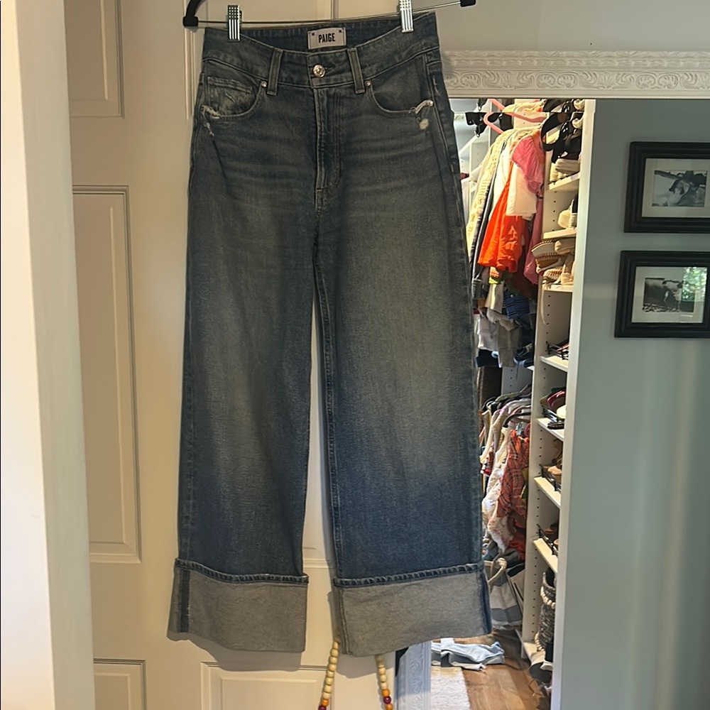 PAIGE Blue Wide Leg Jeans
